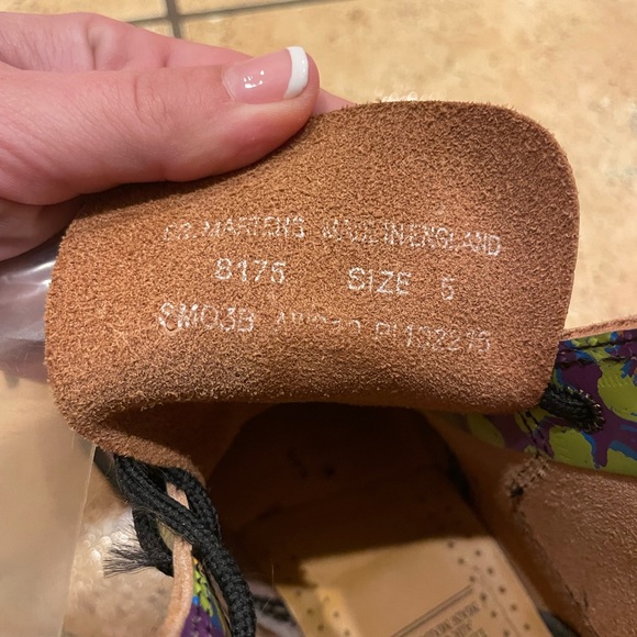 Vintage Dr. Martens Purple and Green Floral Boots - Picture 3 of 8